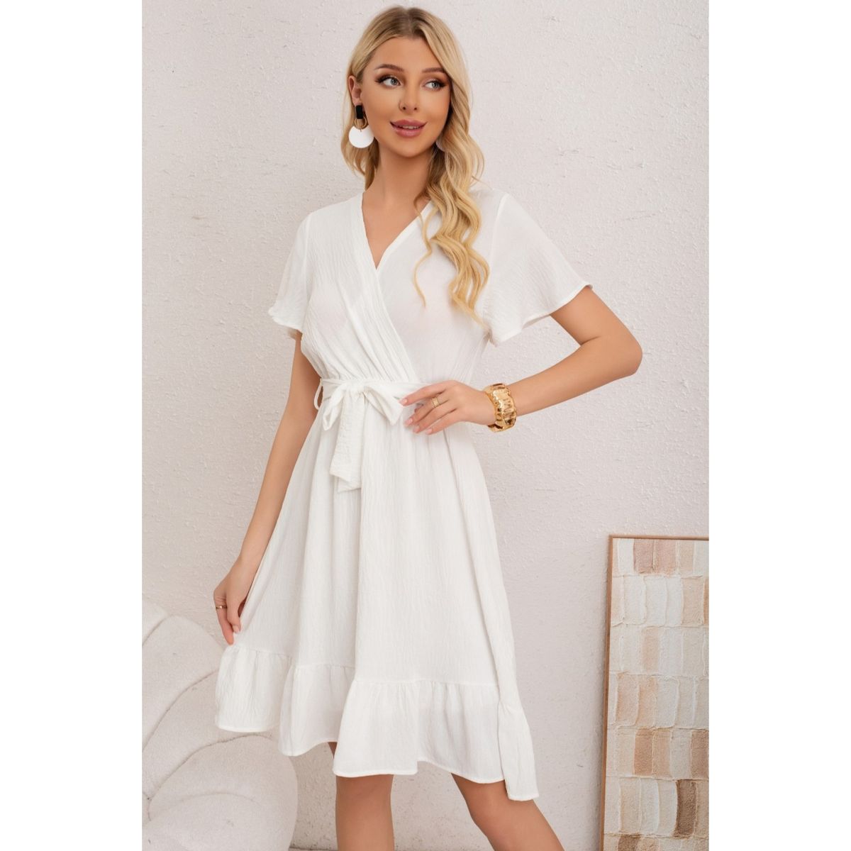 LIKE SHOP - Vestido Corto Mujer Primavera Verano Manga Corta Casual y Eventos 3384