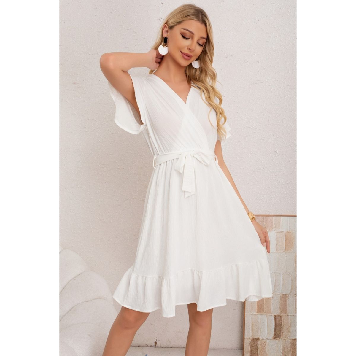 LIKE SHOP - Vestido Corto Mujer Primavera Verano Manga Corta Casual y Eventos 3384