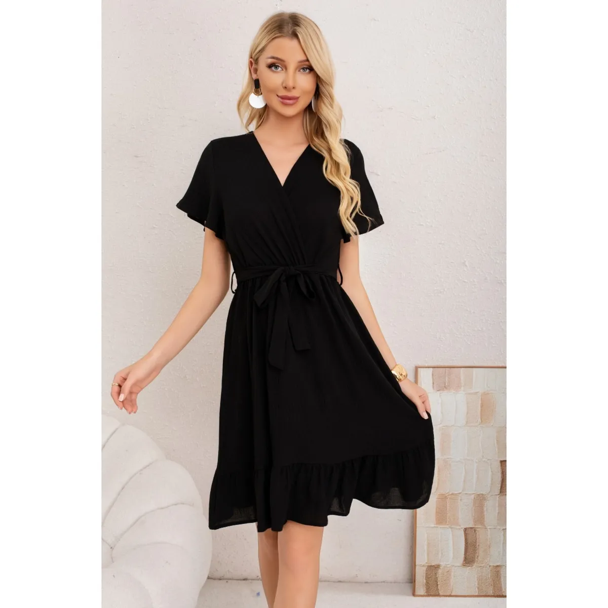 LIKE SHOP - Vestido Corto Mujer Primavera Verano Manga Corta Casual y Eventos 3384