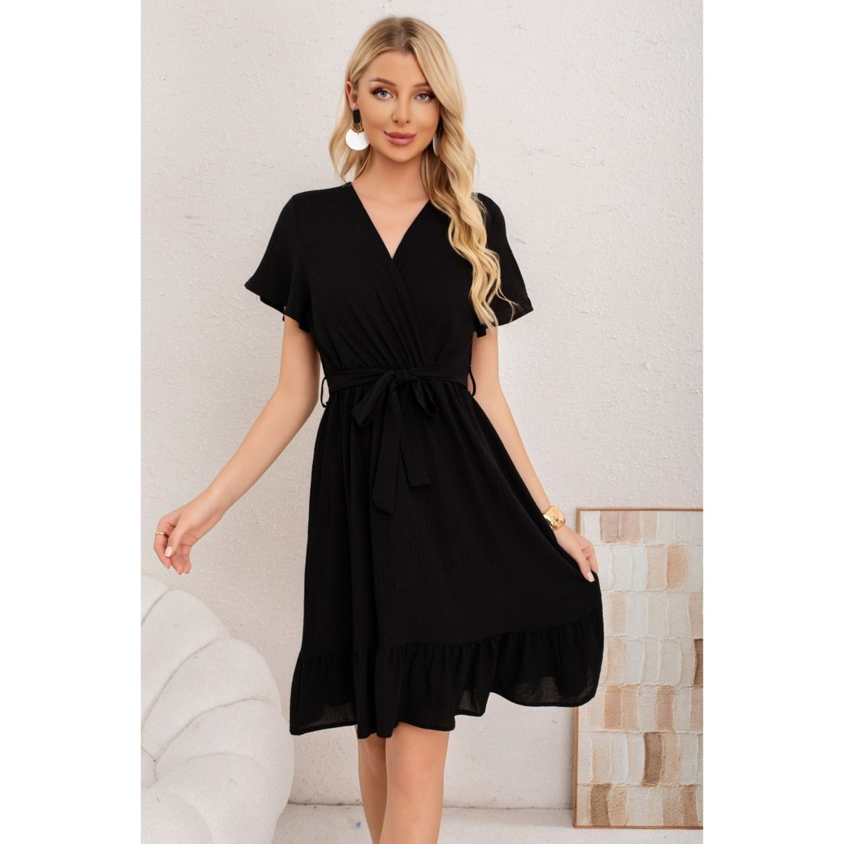 LIKE SHOP - Vestido Corto Mujer Primavera Verano Manga Corta Casual y Eventos 3384