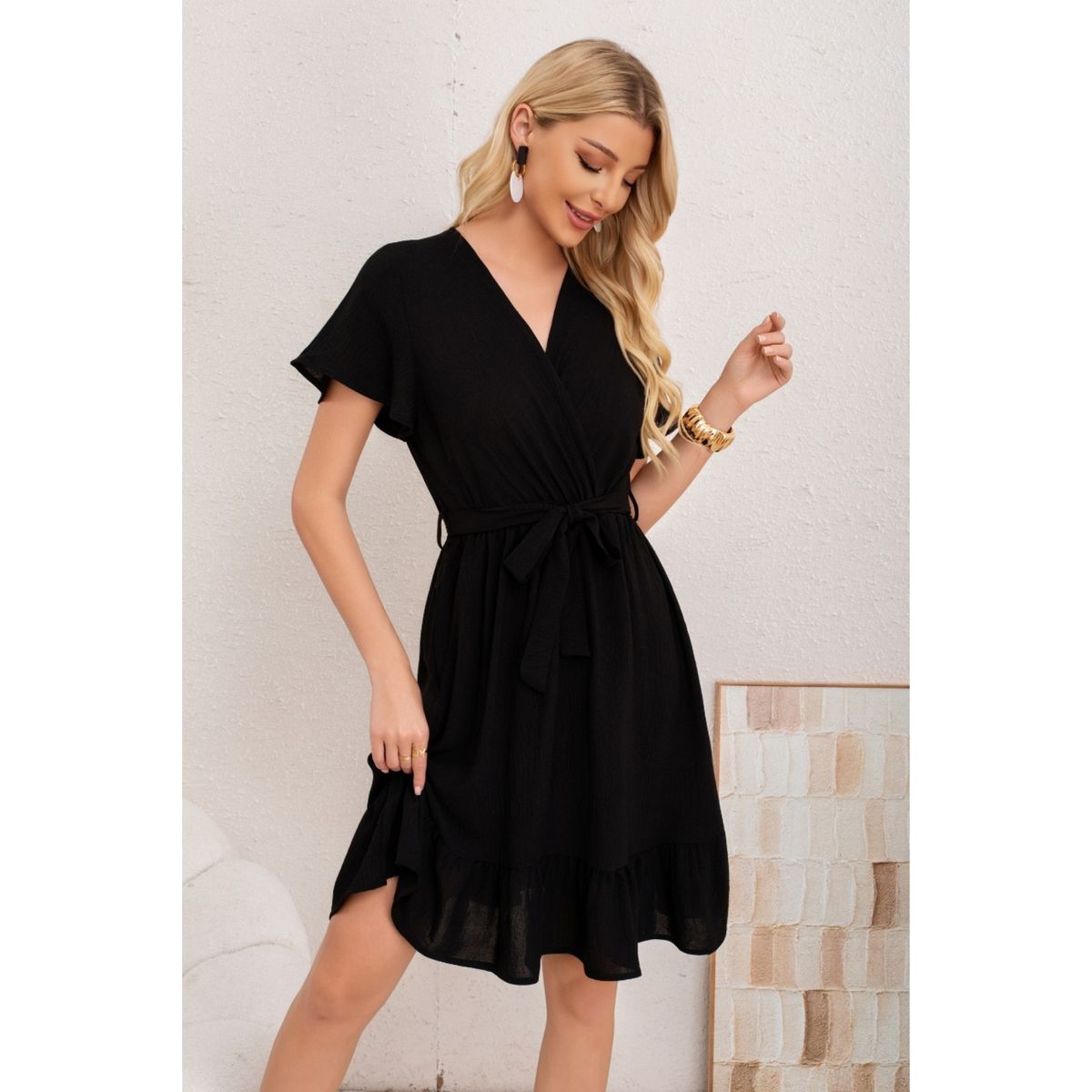 LIKE SHOP - Vestido Corto Mujer Primavera Verano Manga Corta Casual y Eventos 3384