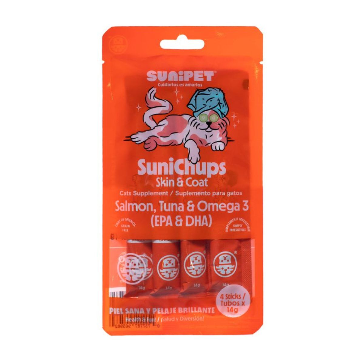 SUNIPET - Snack Sunichups Piel y Pelaje Para Gatos 56gr 4 sticks