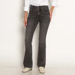 WADOS - JEANS FLARE TIRO ALTO PRETINA 2 BOTONES