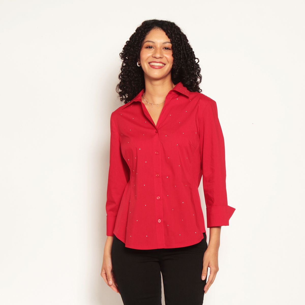 WADOS - BLUSA MANGA 34 ABOTONADA EN DELANTERO Y APLICACION EN STRASS