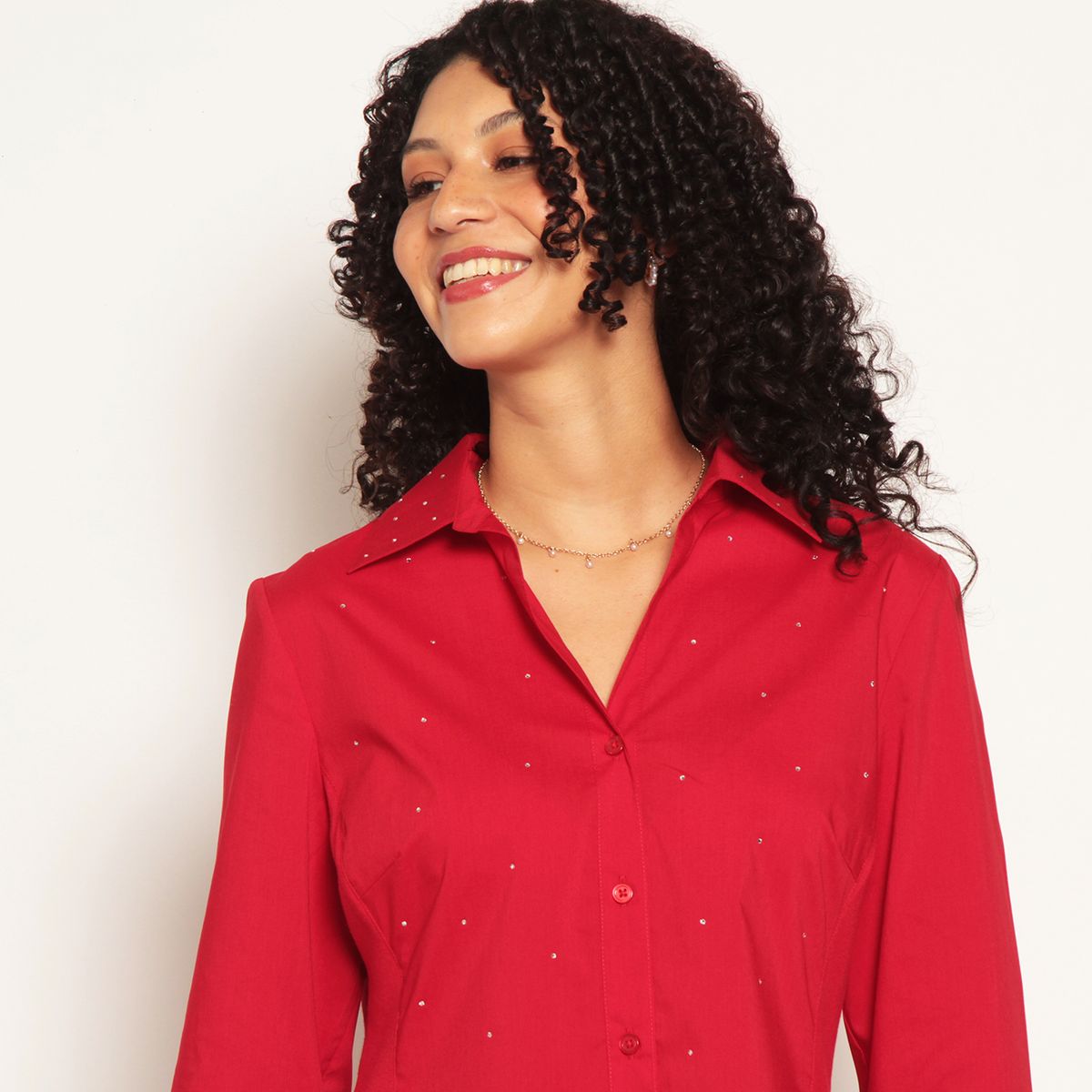 WADOS - BLUSA MANGA 34 ABOTONADA EN DELANTERO Y APLICACION EN STRASS