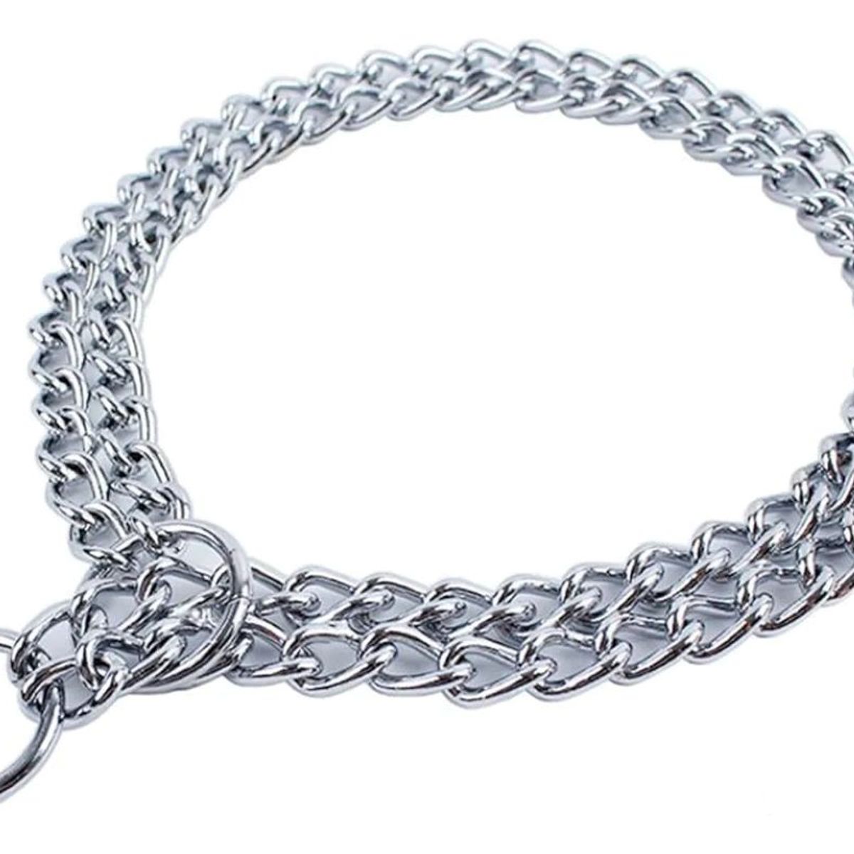 METALFER - Collar De Adiestramiento Doble Canino Cromo Tamaño 60cm
