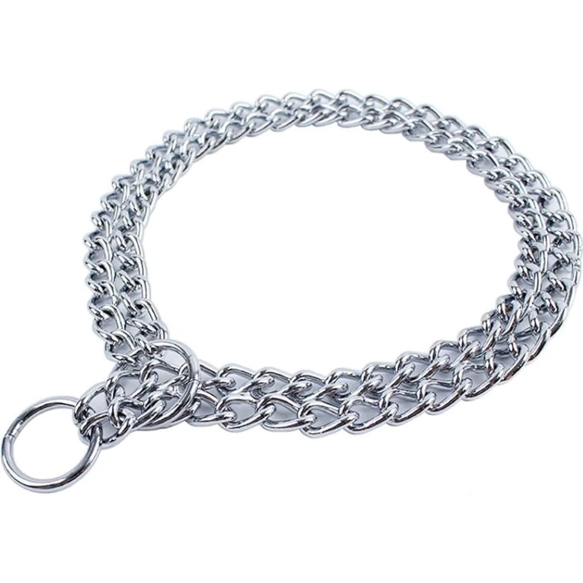 METALFER - Collar De Adiestramiento Doble Canino Cromo Tamaño 60cm