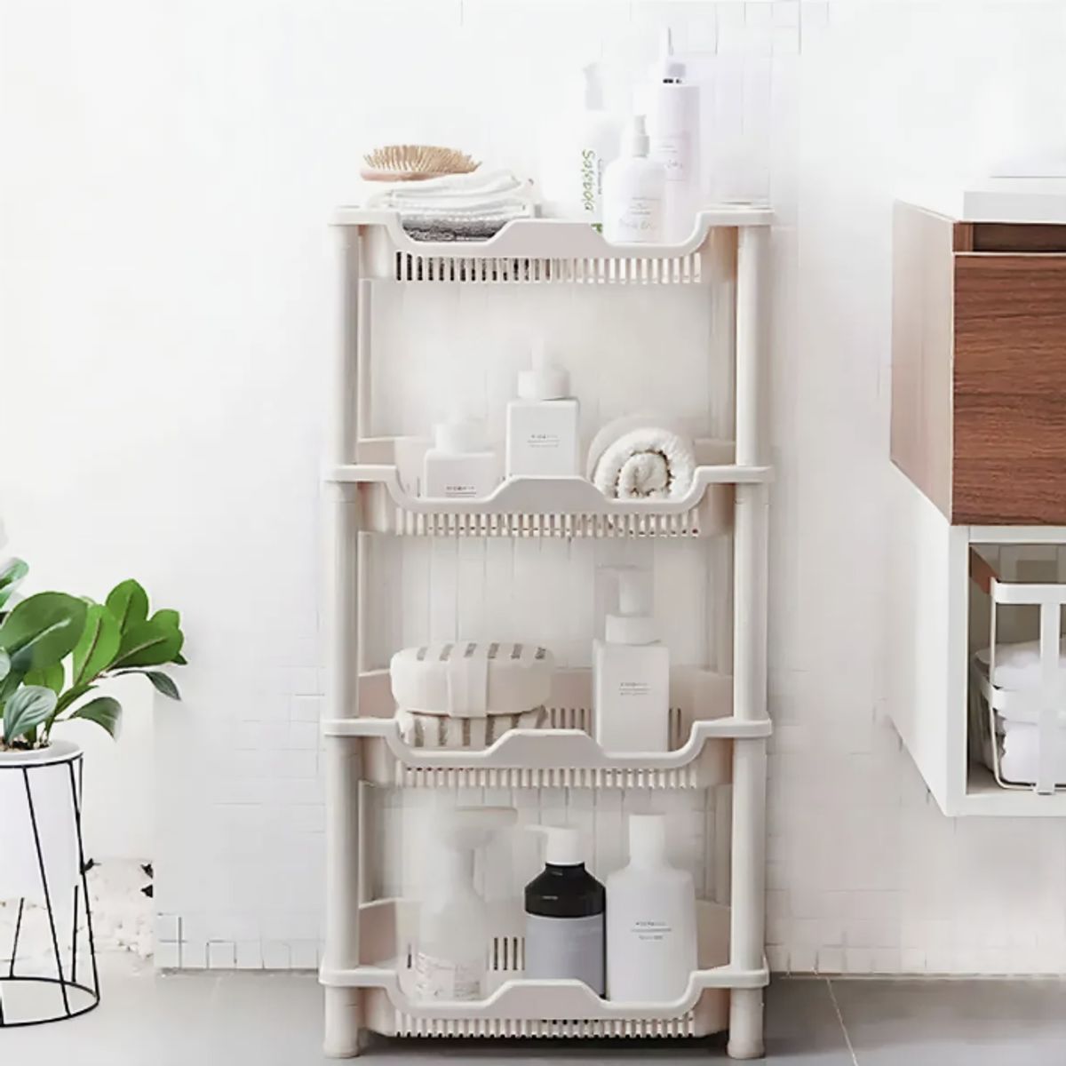 OKAY - Estante De Almacenamiento Organizador De 4 Niveles Color Blanco