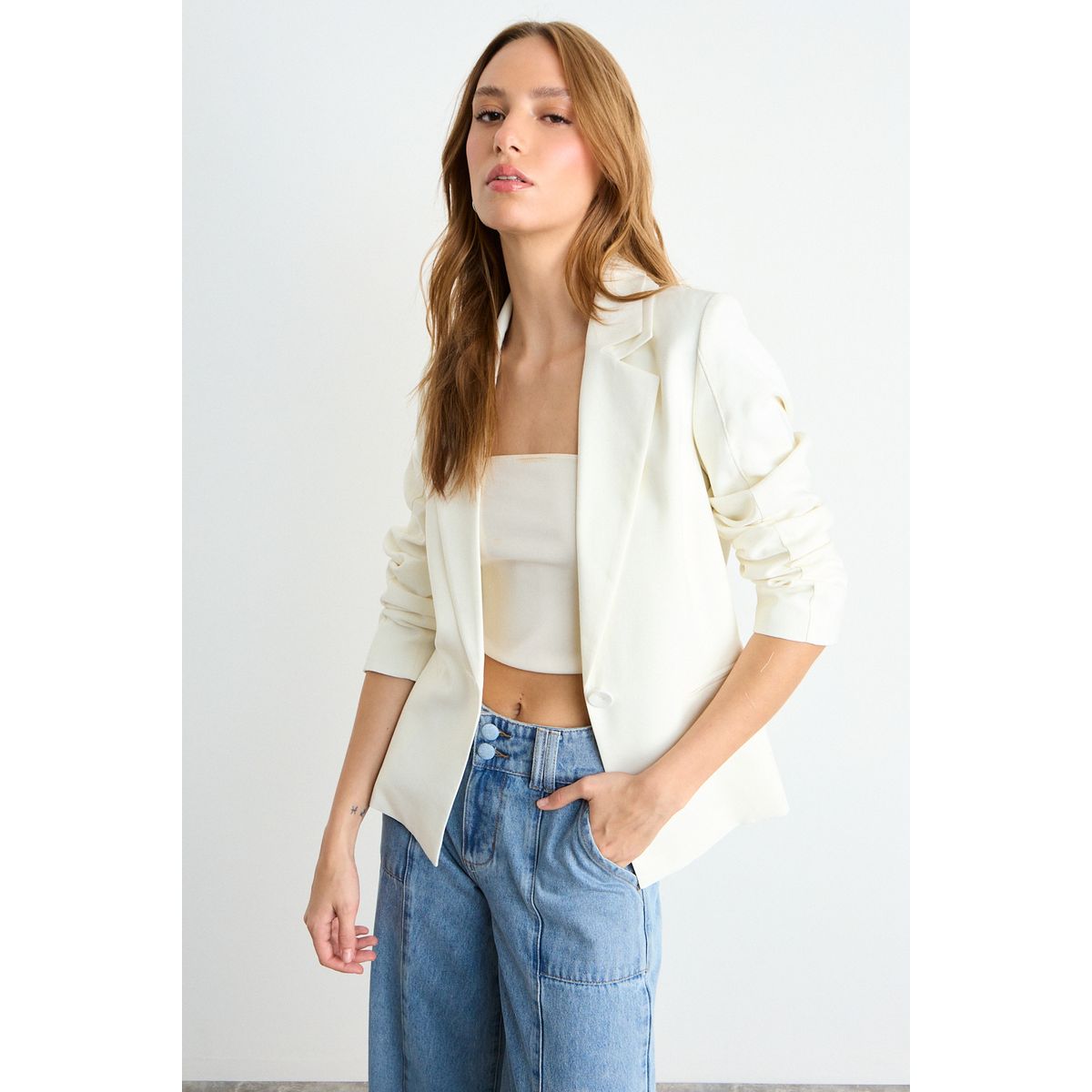 IO - Blazer Liso Mujer Crudo Io
