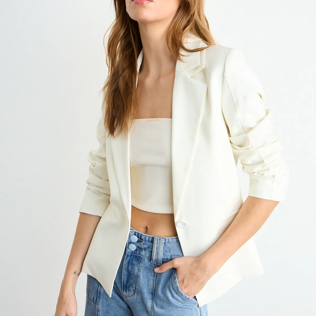 IO - Blazer Liso Mujer Crudo Io