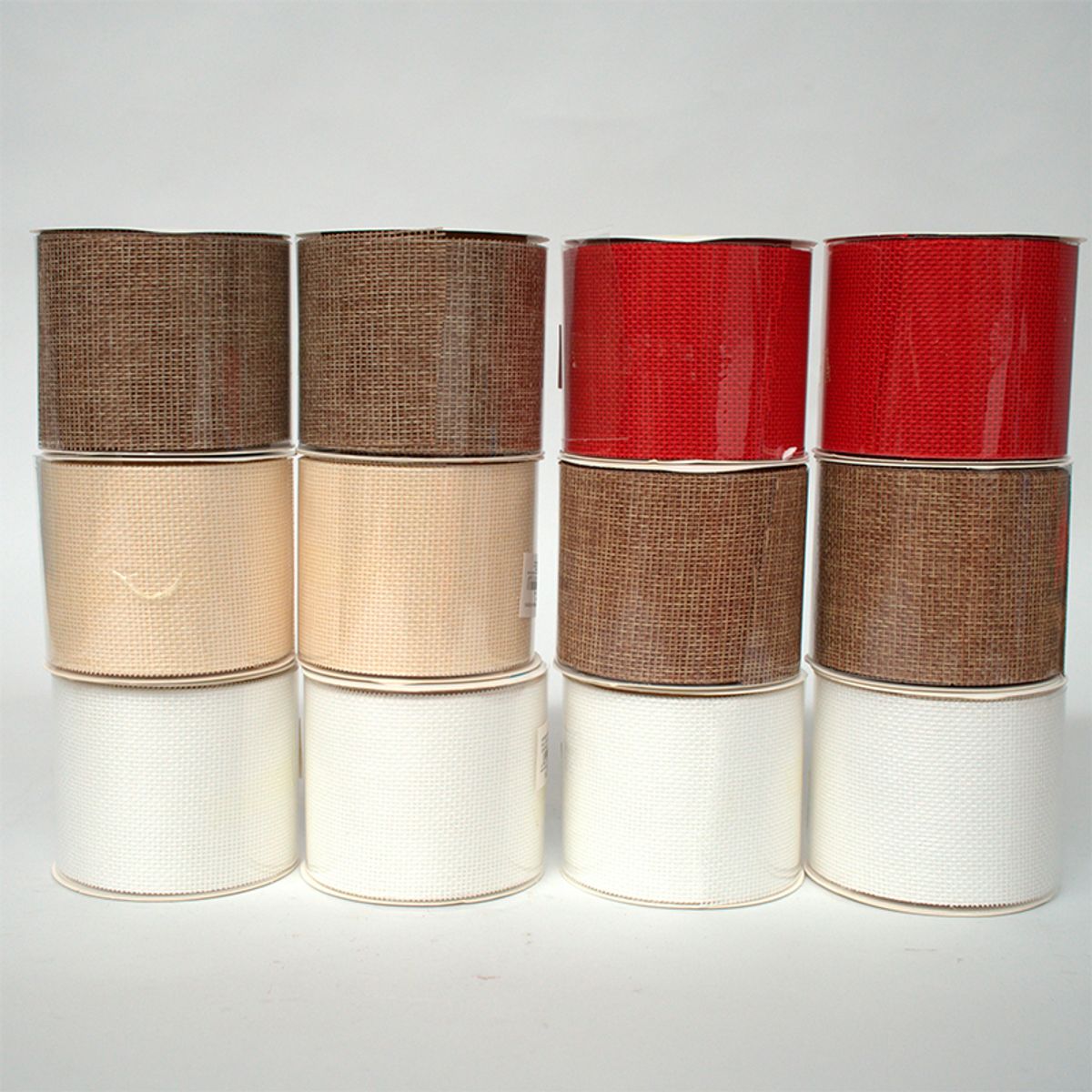 WAKESHOME - Pack 12 Mallas Navidad Cinta Decorativa De árbol 6,3cm*2,7mts Multicolor Geométrico