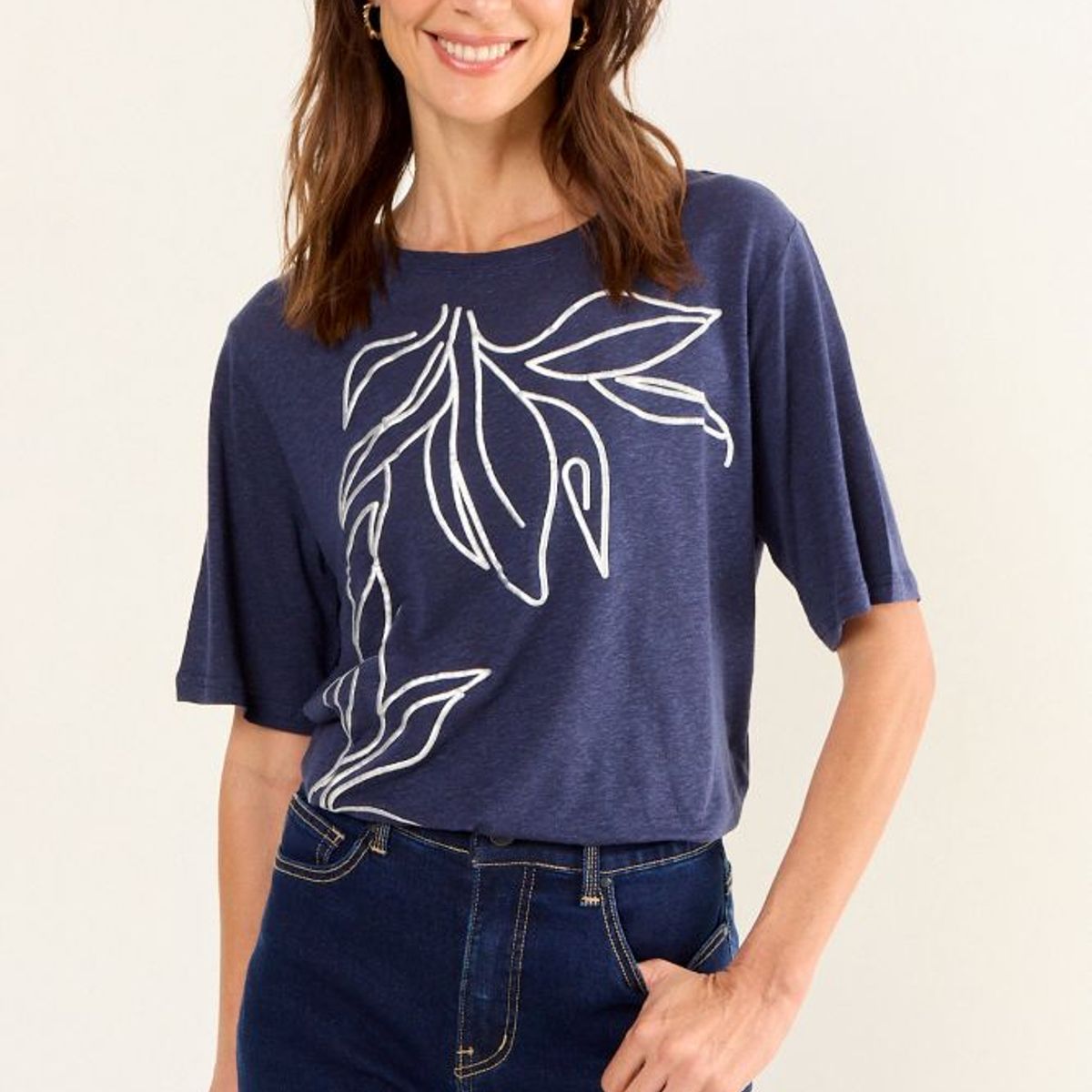 MA GRIFFE - Polera Estampada Mujer Azul Magriffe