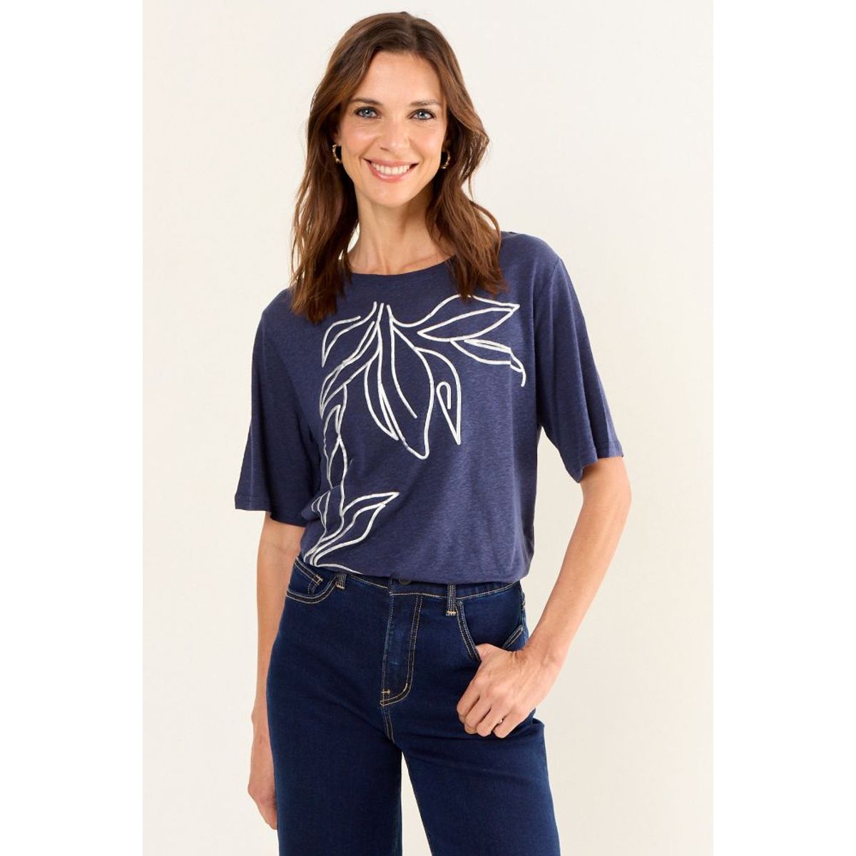 MA GRIFFE - Polera Estampada Mujer Azul Magriffe