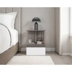 TUHOME - Velador 1 Cajon Miki 516x40x35 Cm Avellana Y Blanco