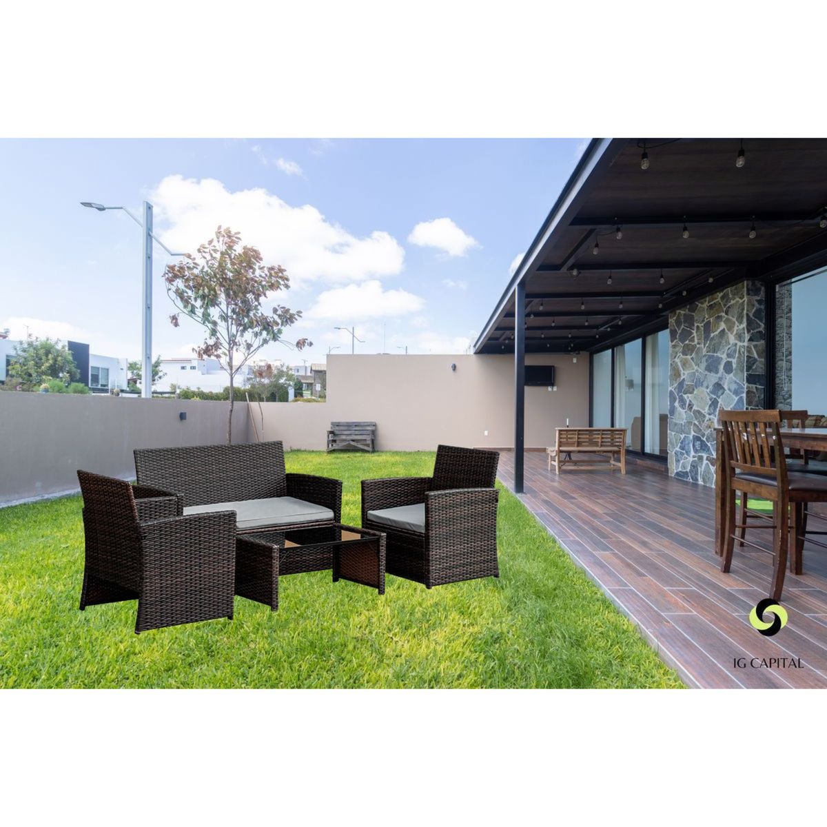 GENERICO - Juego De Living Terraza 4 Personas Honolulu Con Cojines Impermeables