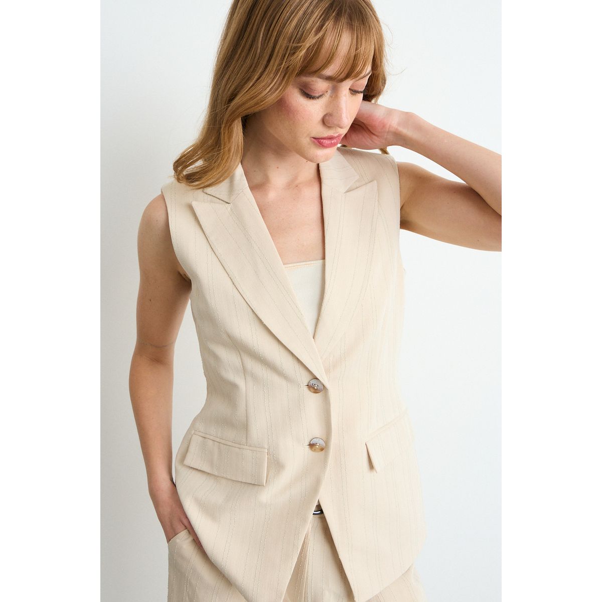 IO - Blazer Liso Mujer Beige Io