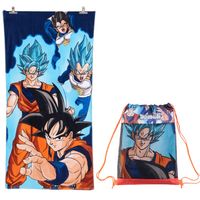 TOALLA DE PLAYA ALGODON CON BOLSO DRAGON BALL DISNEY