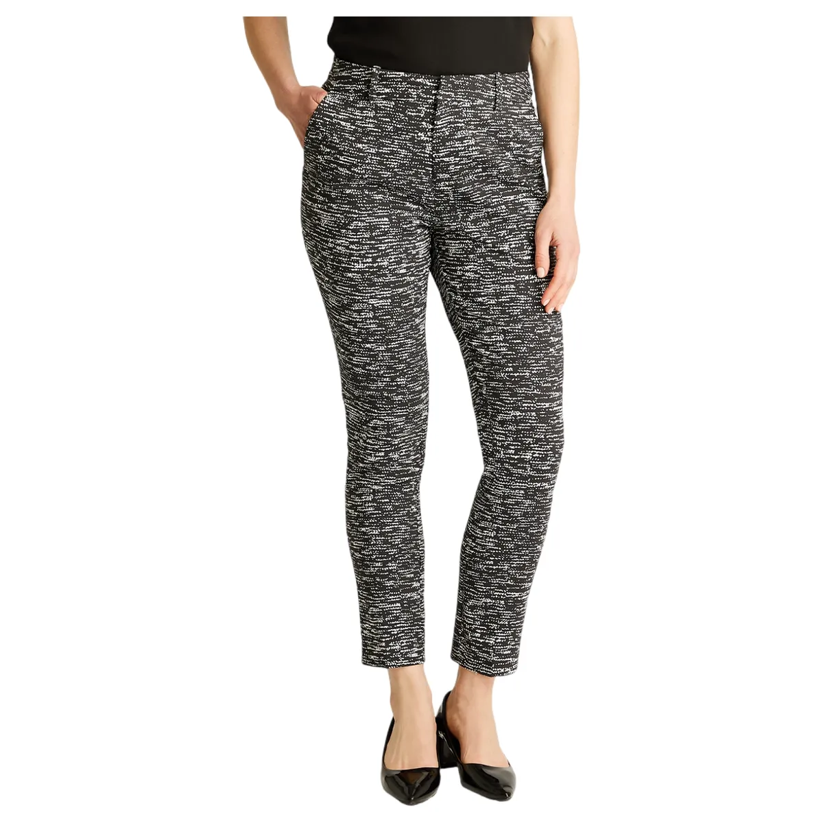 LORENZO DI PONTTI - Pantalón Slim Fit Negro Jaspeado