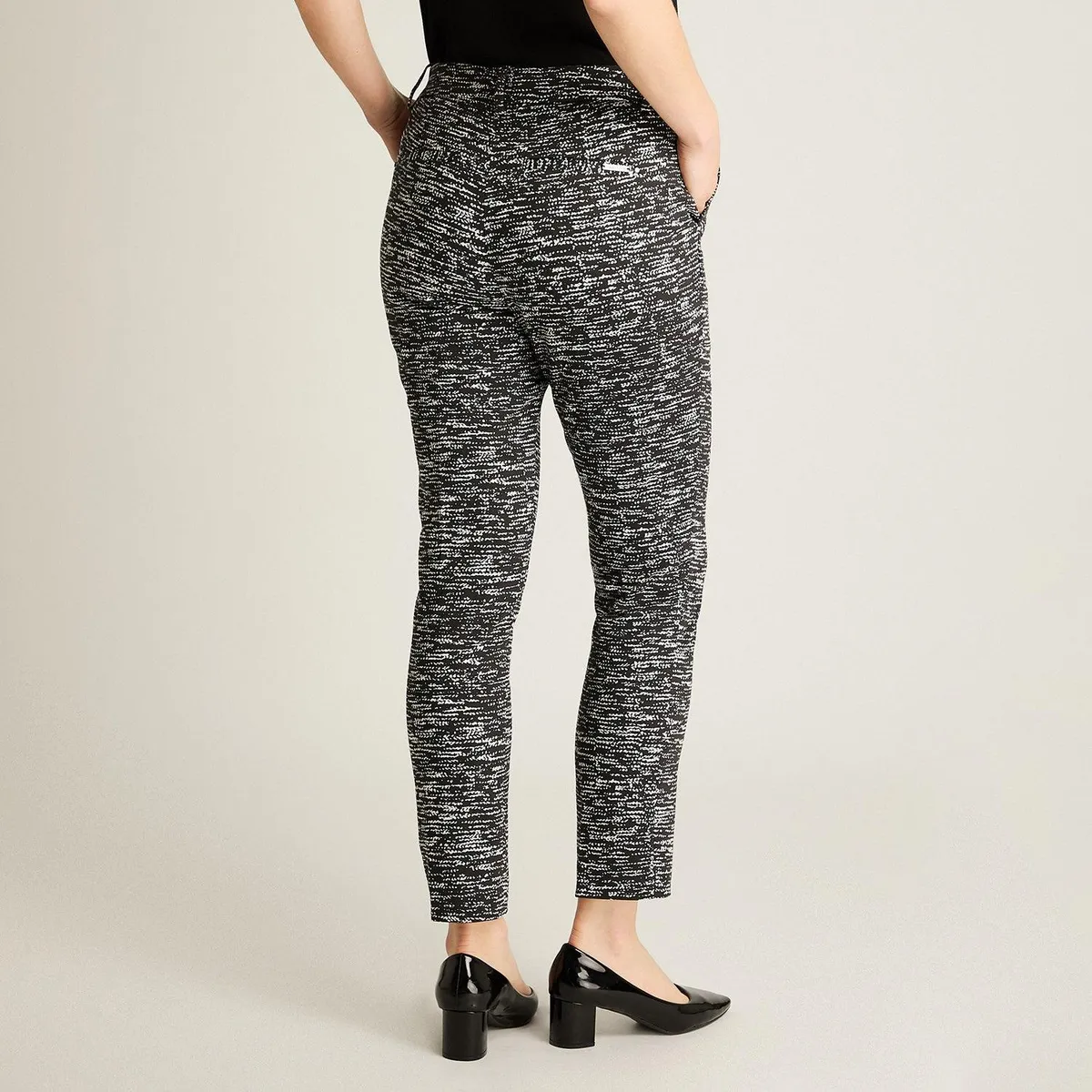 LORENZO DI PONTTI - Pantalón Slim Fit Negro Jaspeado