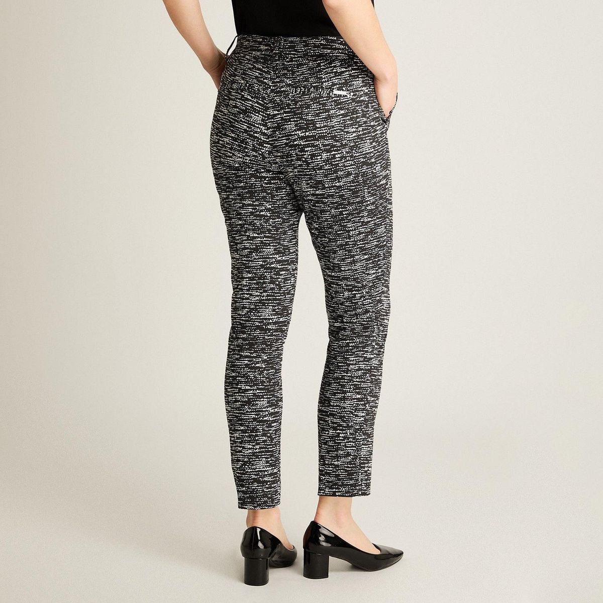 LORENZO DI PONTTI - Pantalón Slim Fit Negro Jaspeado