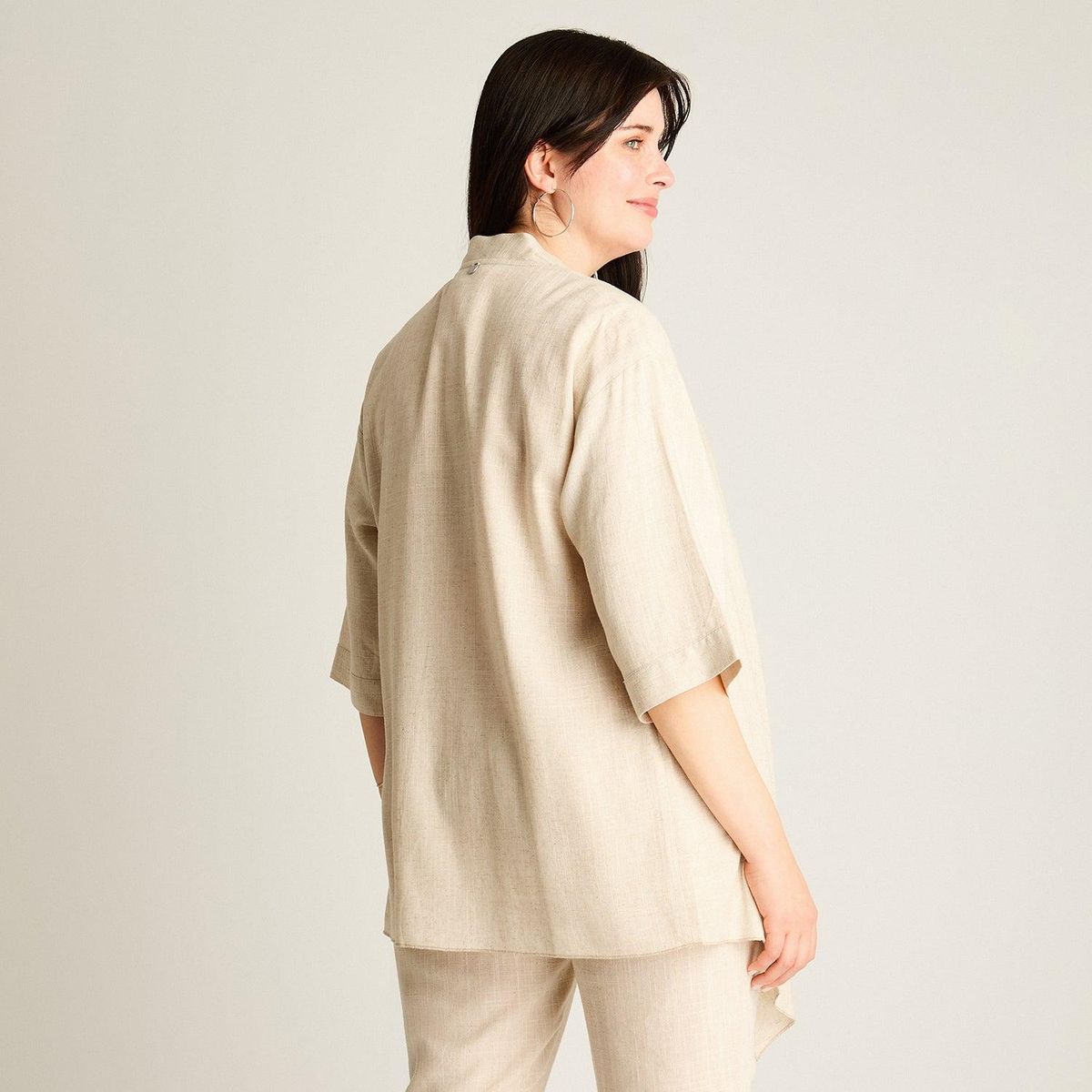 LORENZO DI PONTTI - Tapado Beige Manga 3/4 No Elasticado Calce Holgado
