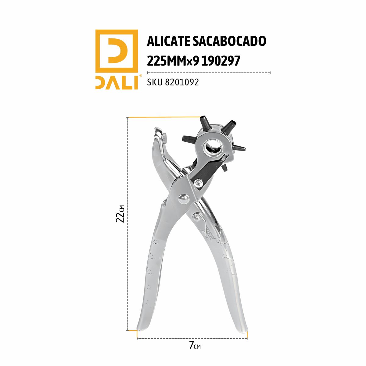 Alicate sacabocado 225 mm x 9" (190297), marca DALI - Foto Principal