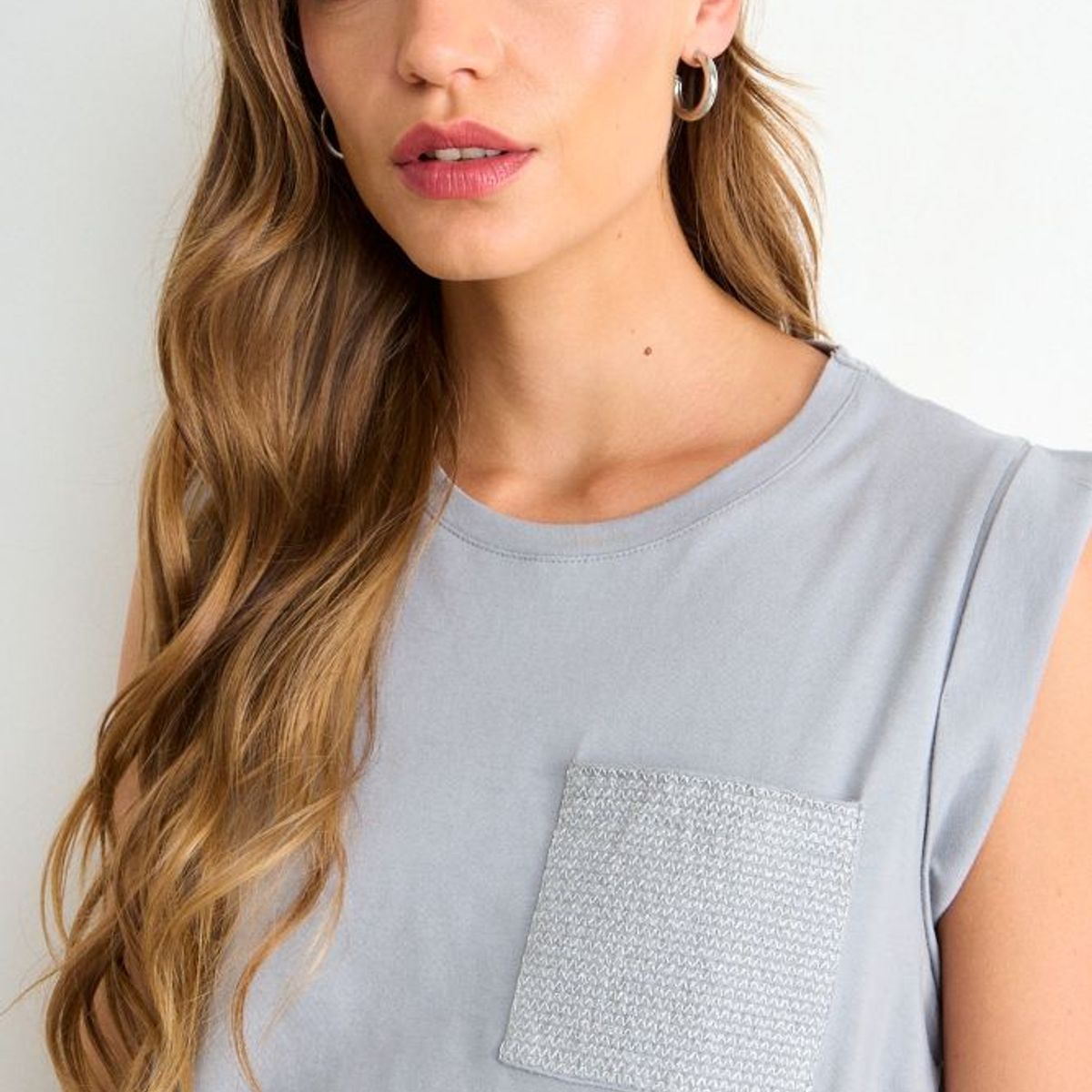 ASH - Polera Lisa Mujer Gris Ash