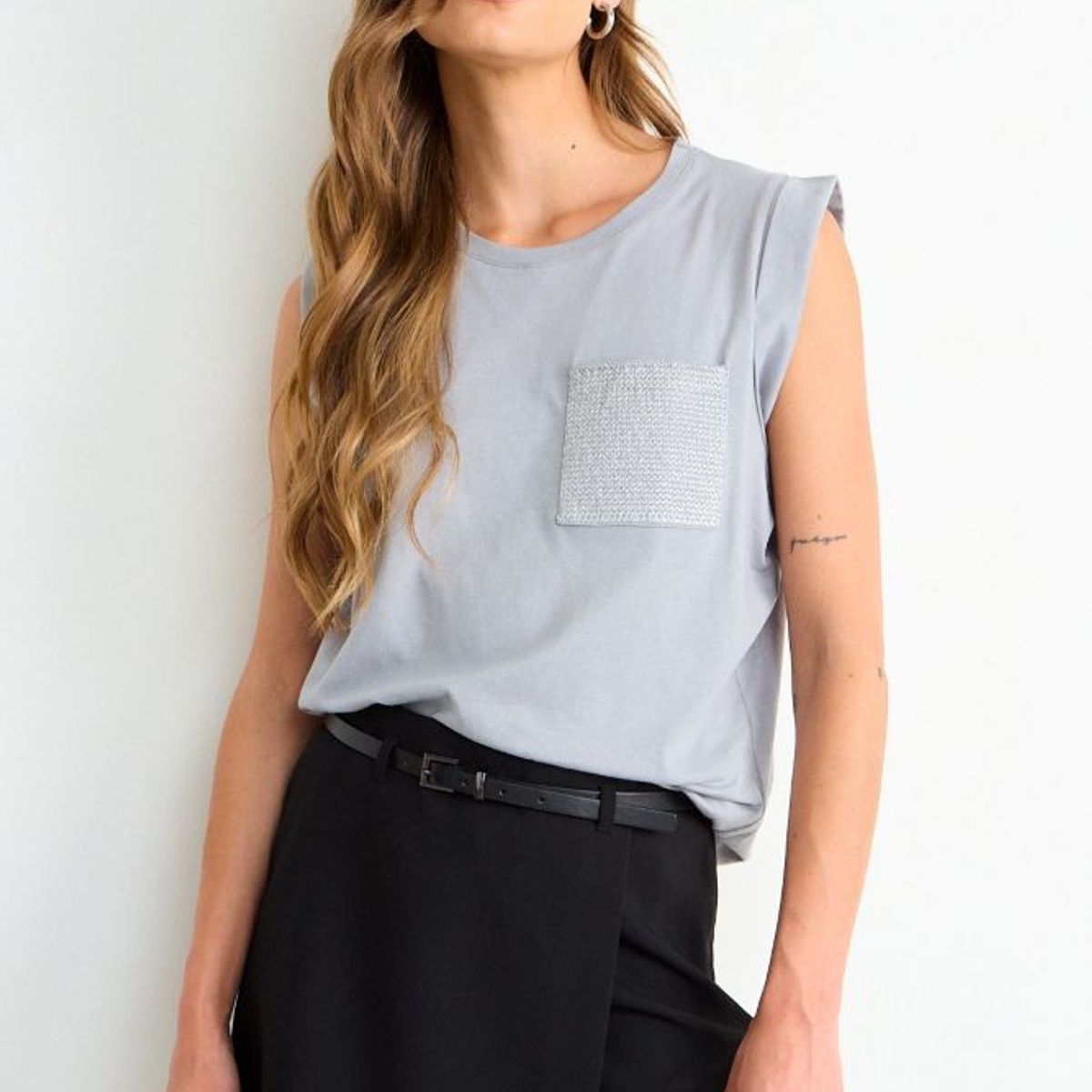 ASH - Polera Lisa Mujer Gris Ash