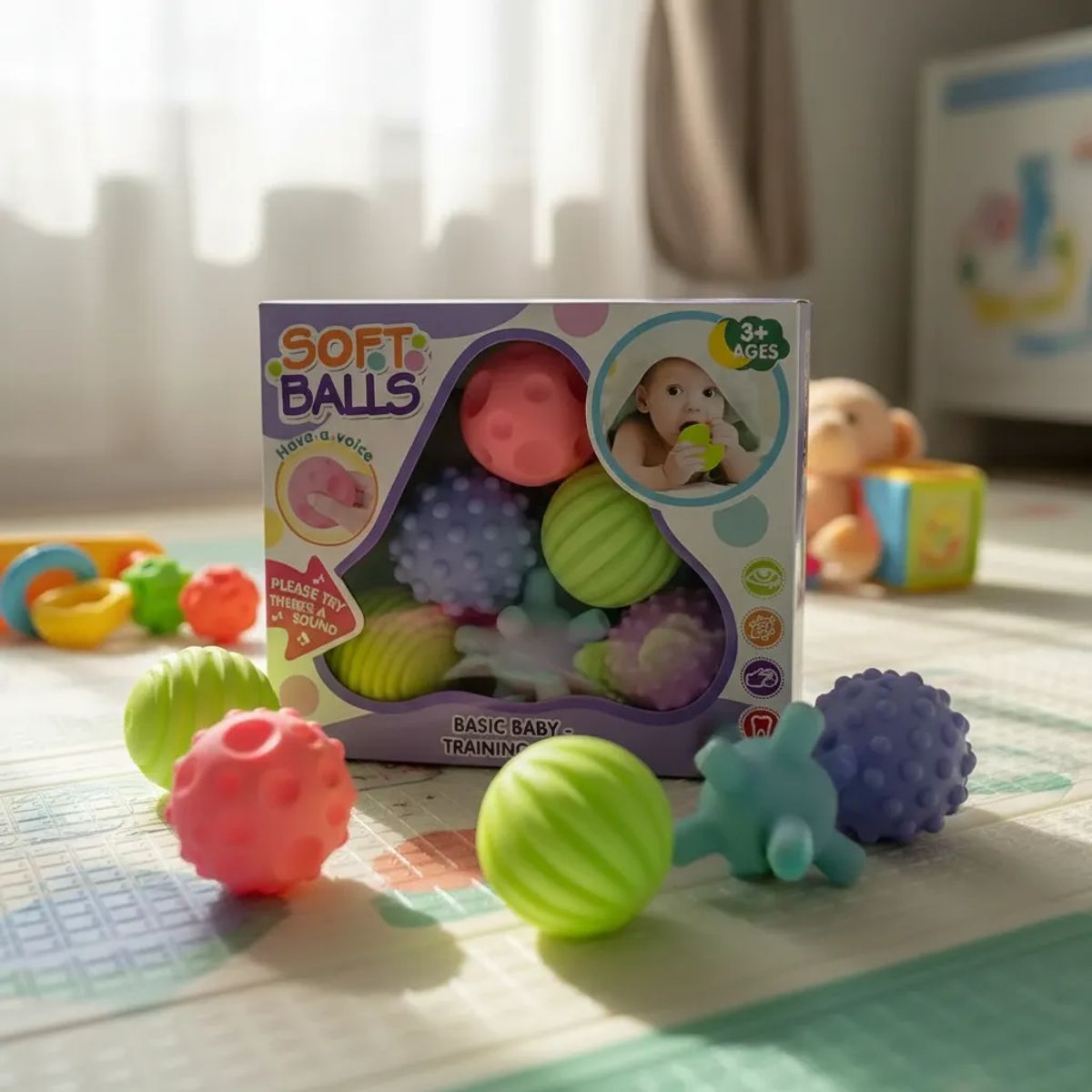 GENERICO - Pelotas Sensoriales Texturizadas Para Bebes Soft Balls 6unid