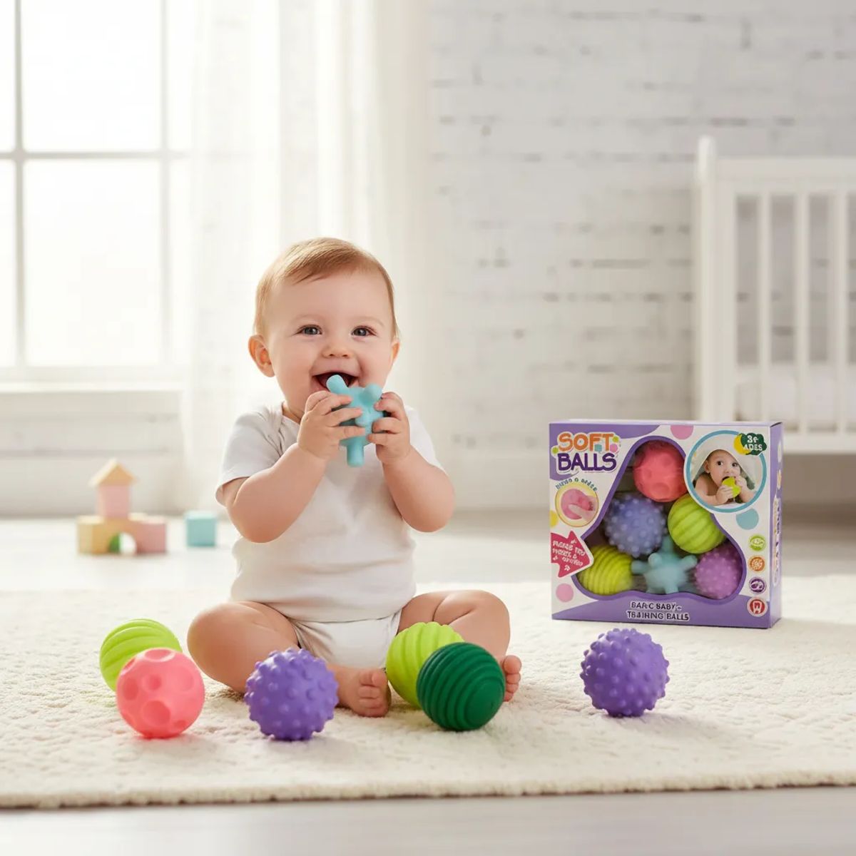 GENERICO - Pelotas Sensoriales Texturizadas Para Bebes Soft Balls 6unid