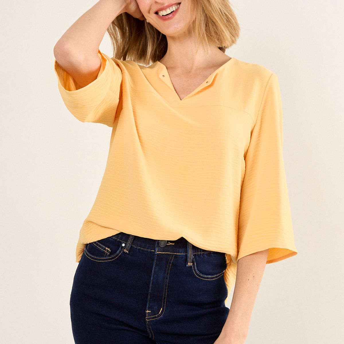 MA GRIFFE - Blusa Escote V Mujer Naranjo Magriffe