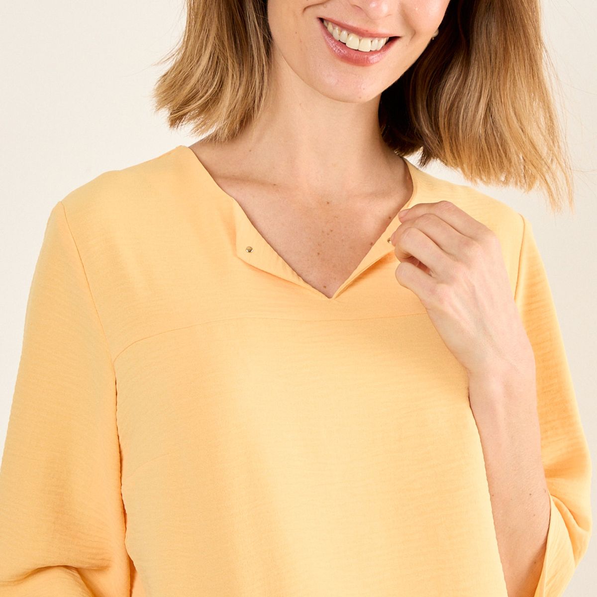 MA GRIFFE - Blusa Escote V Mujer Naranjo Magriffe