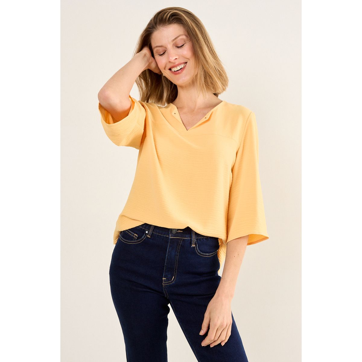 MA GRIFFE - Blusa Escote V Mujer Naranjo Magriffe