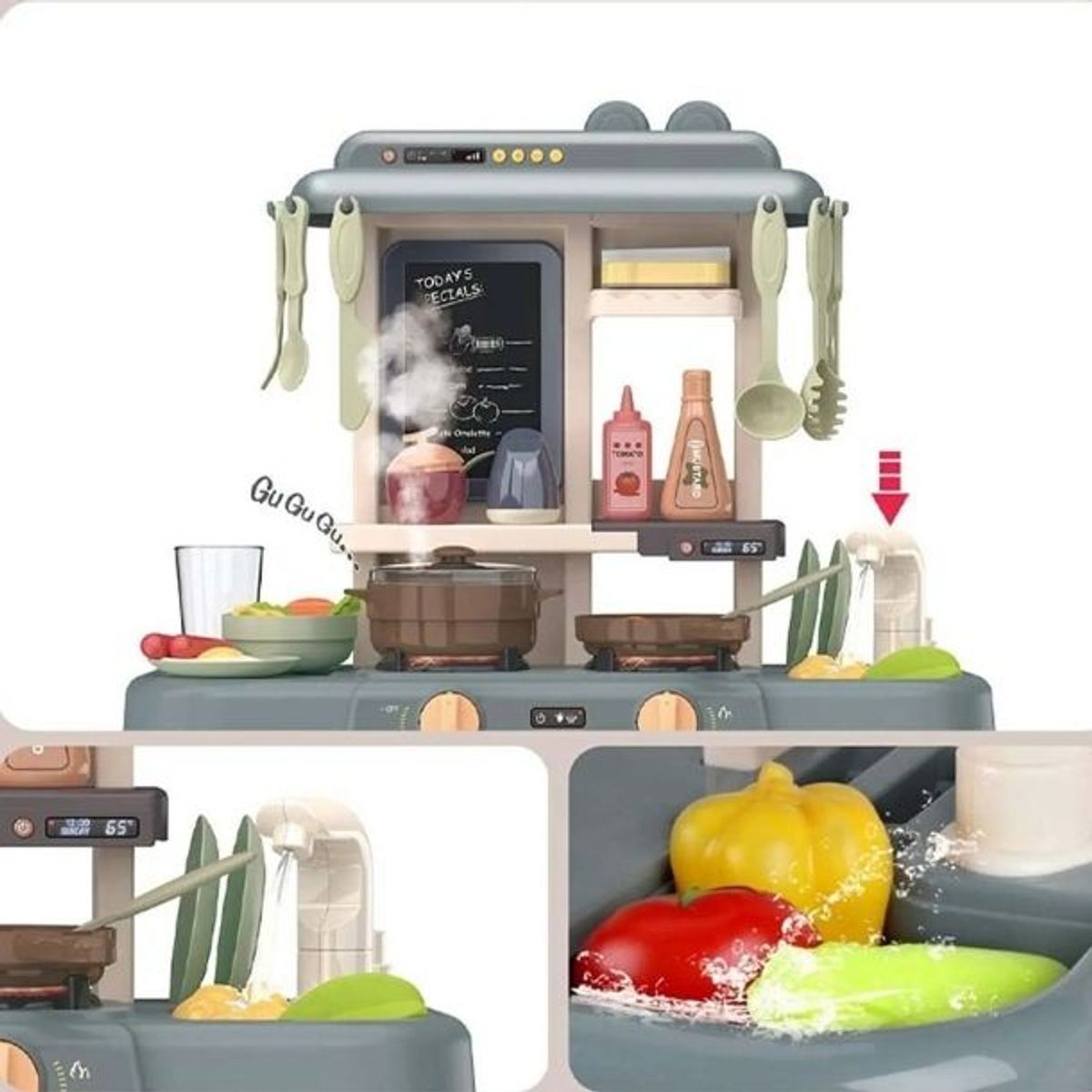GENERICO - Cocina para niños con Luces Sonido Didáctico 42p - Azul