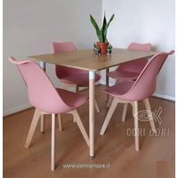 Juego de Comedor Mesa Rectangular Melamina Madera 130x80cm + 4 Sillas Tulip