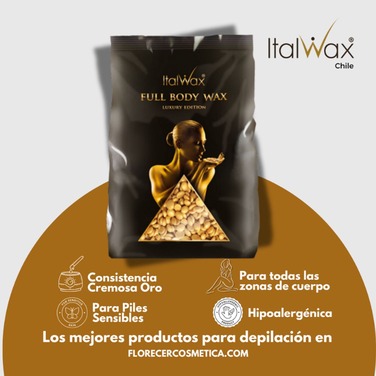 ITALWAX - Cera Depilatoria Hipoalergénico Elástica de Oro 1 Kilo ITALWAX