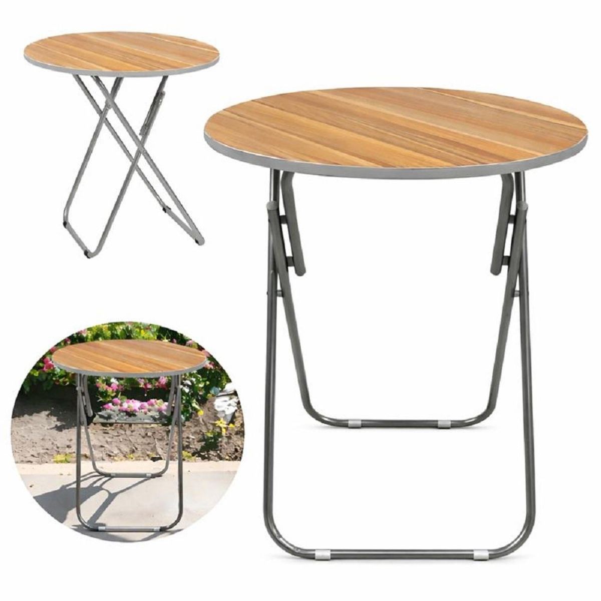 GENERICO - Mesa Plegable Redonda Ideal Hogar y Exterior