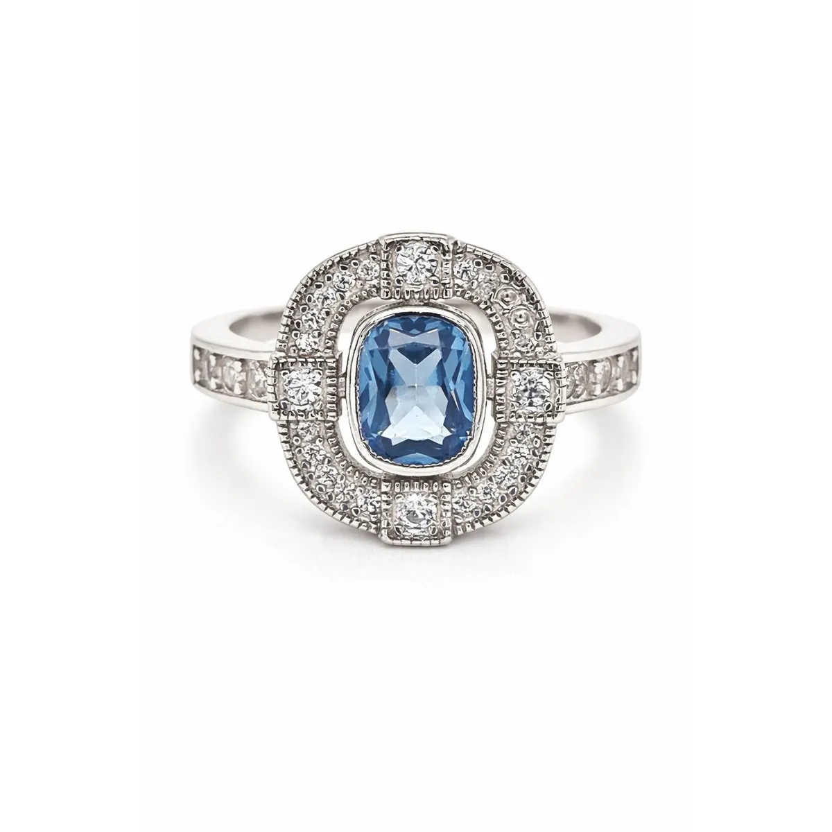 JOYAS LANDEROS - Anillo Vintage Agua Marina Ovalado Plata 925