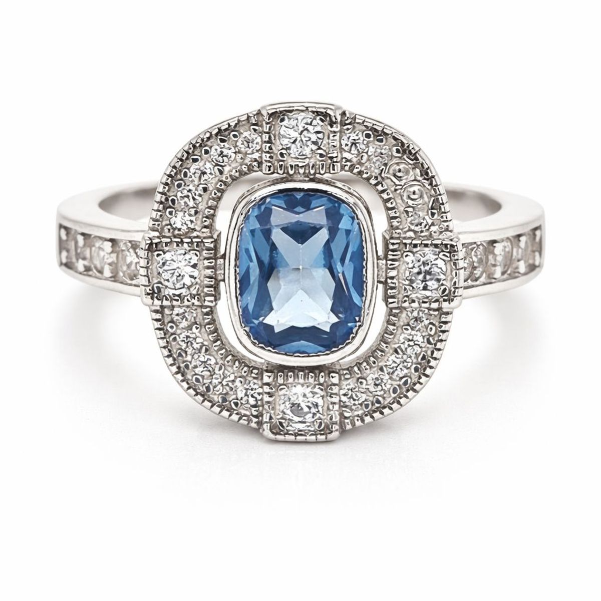 JOYAS LANDEROS - Anillo Vintage Agua Marina Ovalado Plata 925