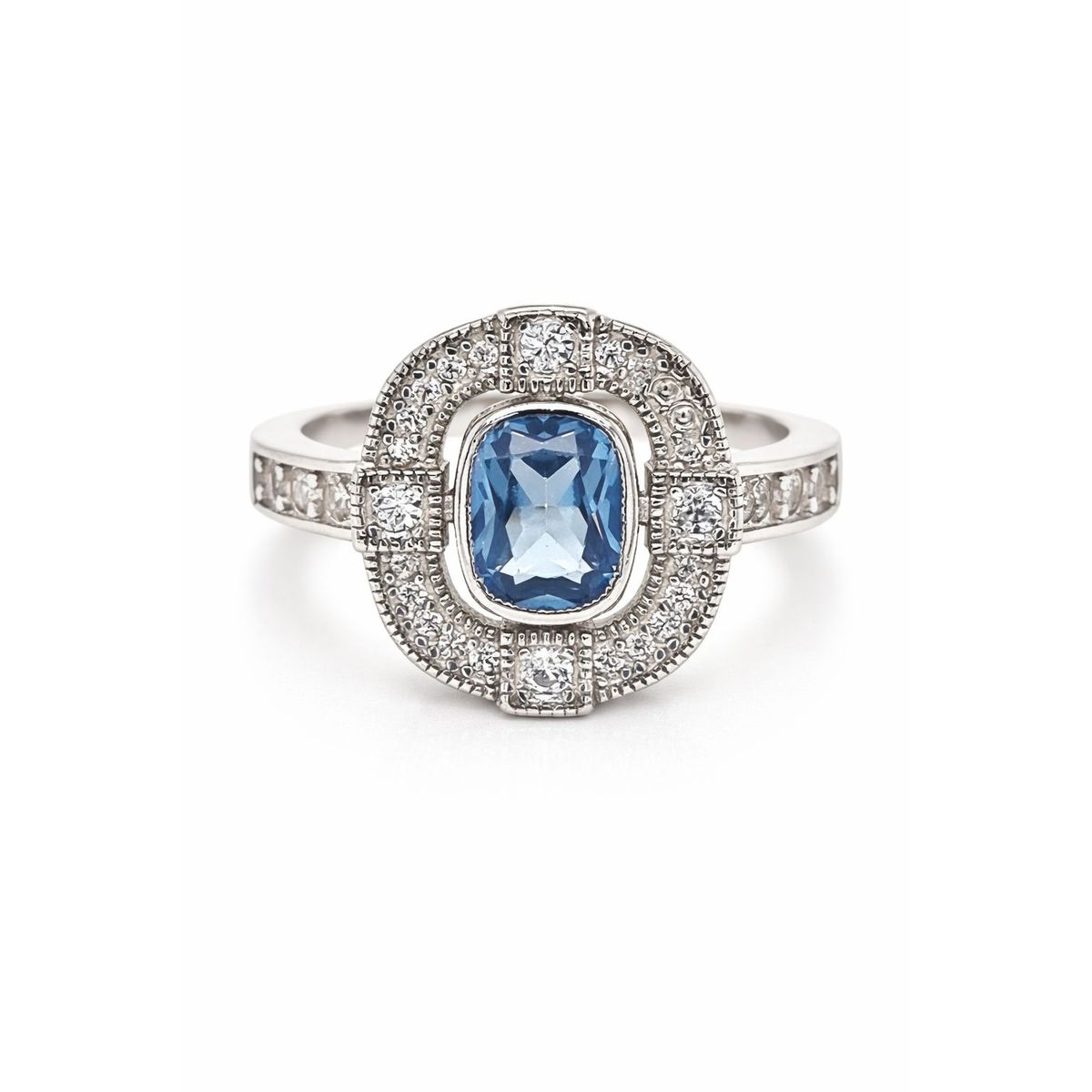 JOYAS LANDEROS - Anillo Vintage Agua Marina Ovalado Plata 925