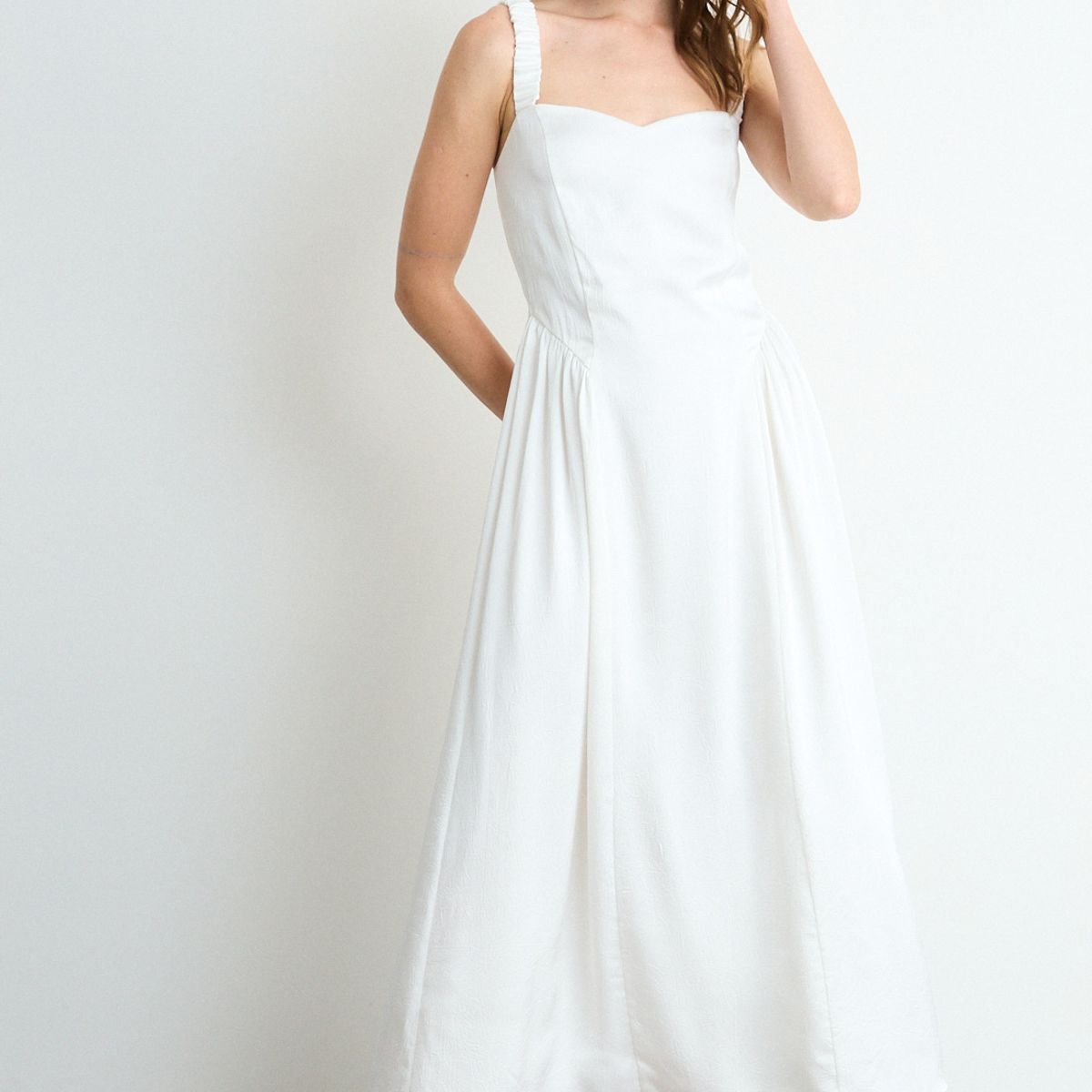 IO - Vestido Liso Largo Mujer Crudo Io