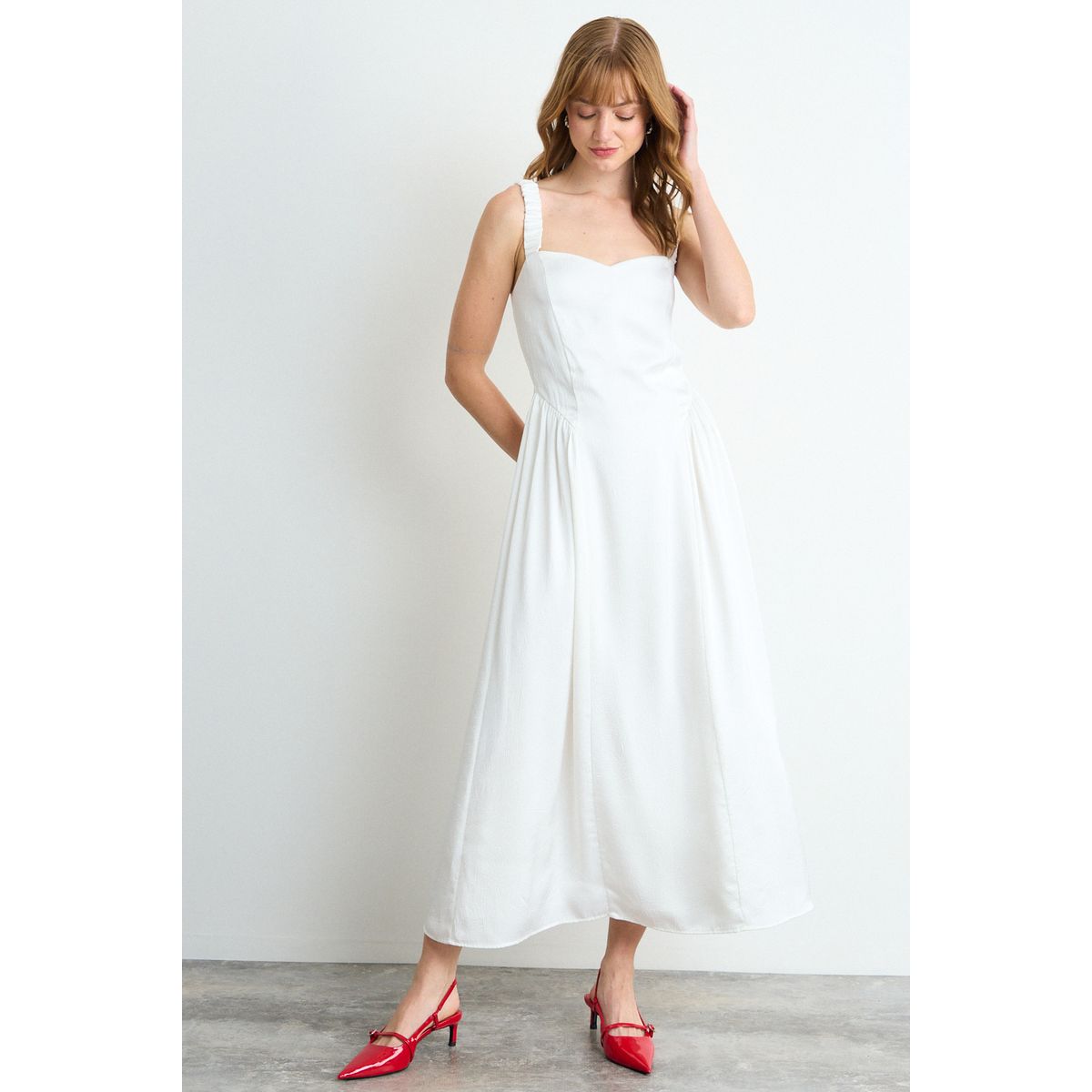 IO - Vestido Liso Largo Mujer Crudo Io