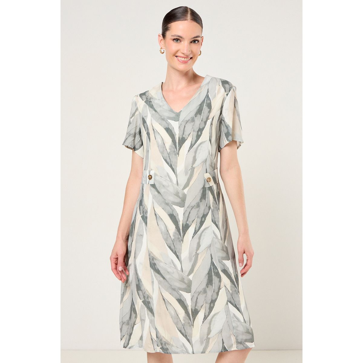 MA GRIFFE - Vestido Estampado Mujer Avellana Magriffe