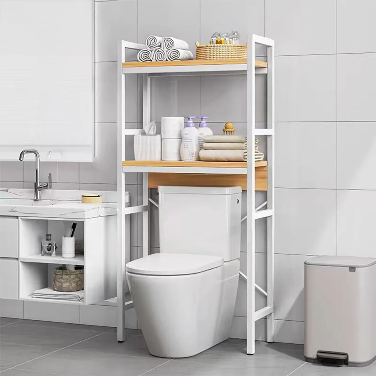 CASA BELLA - Organizador de 2 Repisa Baño 135x50x26 cms