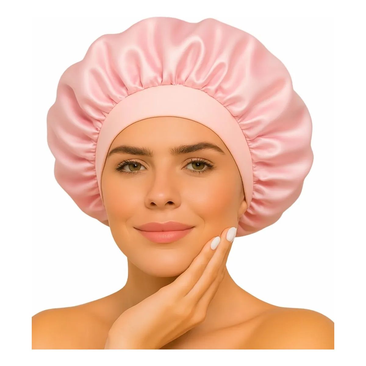 COMPUTECH - Gorro Satin Para Dormir Cabello Rizado Y Liso Evita Enredos