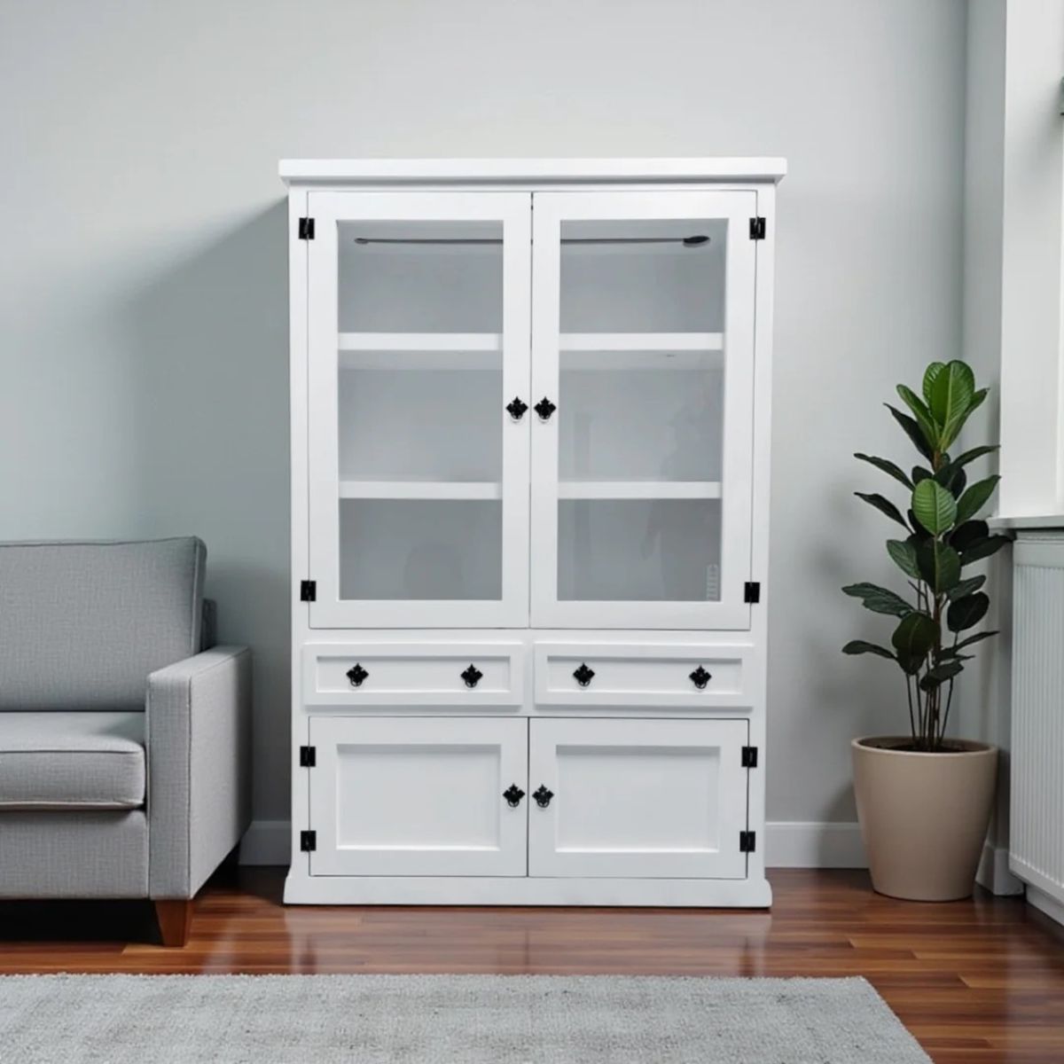 MGR MUEBLES - VITRINA XL DE MADERA COLOR BLANCA MGR MUEBLES