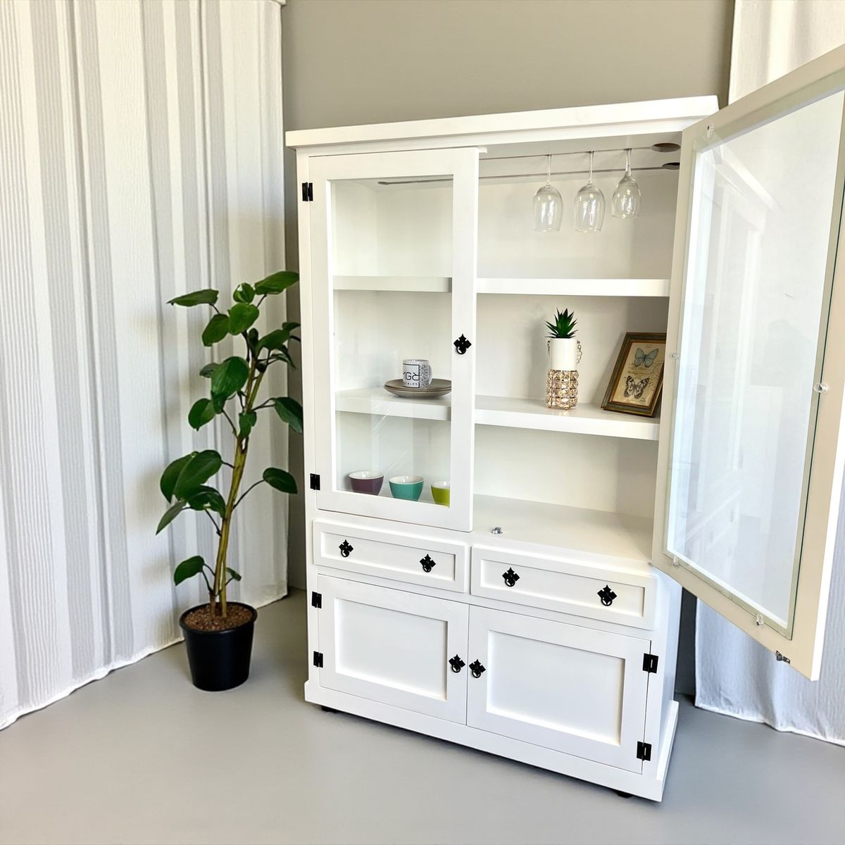 MGR MUEBLES - VITRINA XL DE MADERA COLOR BLANCA MGR MUEBLES