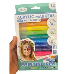 GENERICO - Set 12 Plumones Acrílicos Para Pintura Corporal Facial 12 Colores
