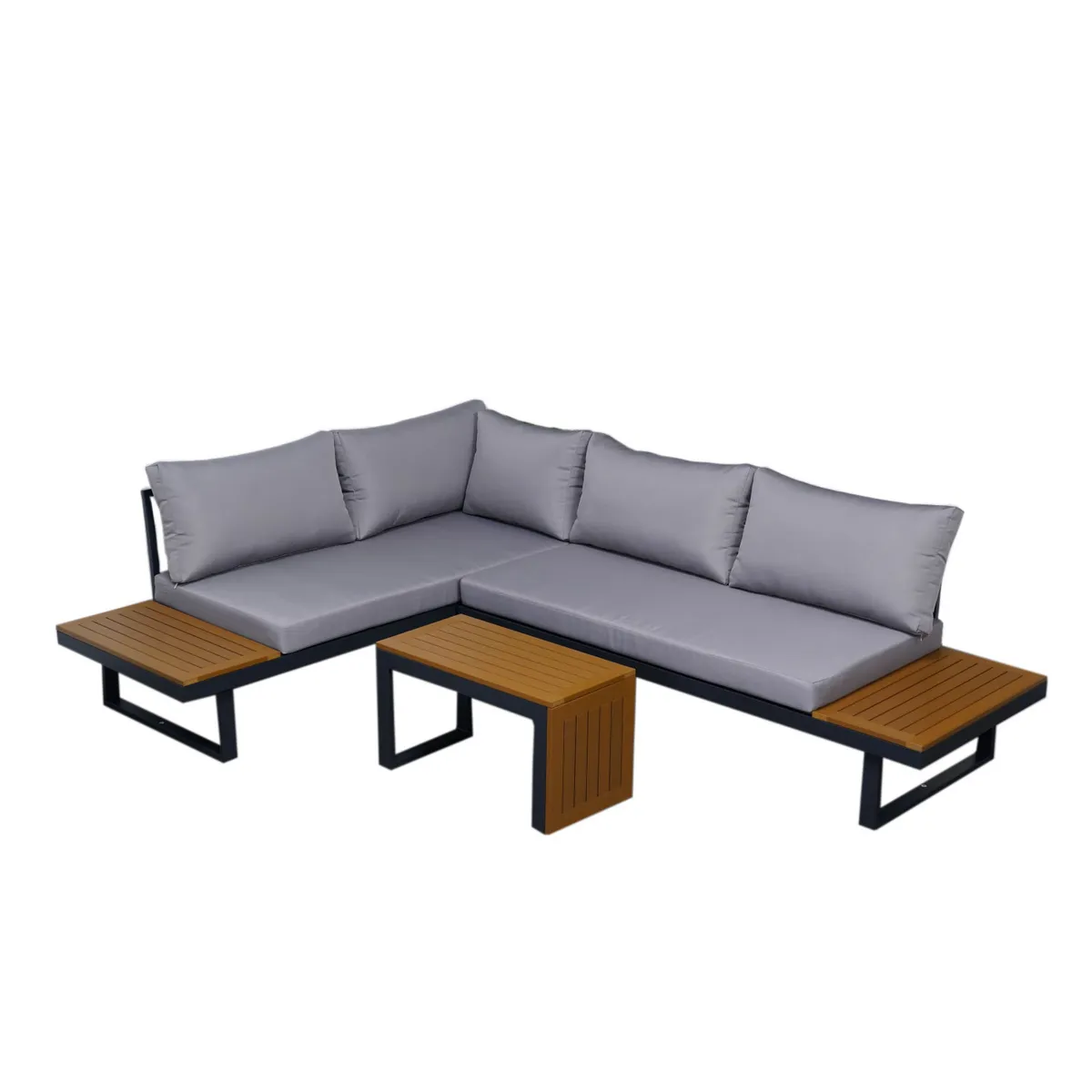 RELAN - Juego de Terraza Living Exterior Relan Set de 2 Piezas Mesa y Sofá Seccional