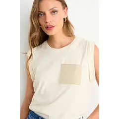 ASH - Polera Lisa Mujer Crudo